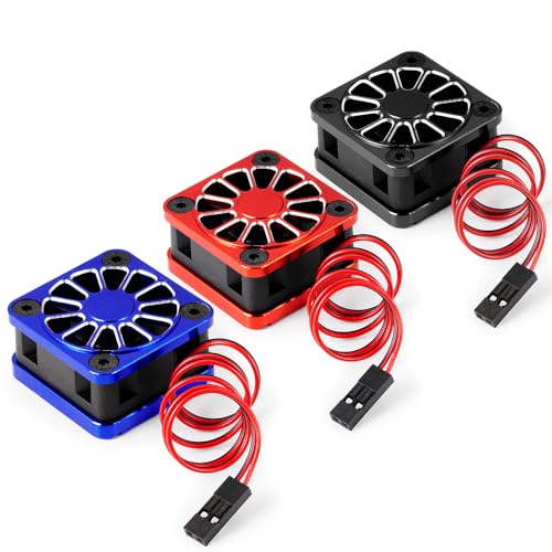 LSG ESC Heat Sink Cooling Fan for Tra-xxas Mini Maxx/Slash 4x4 XRT VXL 3S | Motor Heatsink Cooling Fan Dual Set Compatible with Tra-xxas 1/10 Slash/Stampede/Rustler RC Car Upgrade Parts - color: Red