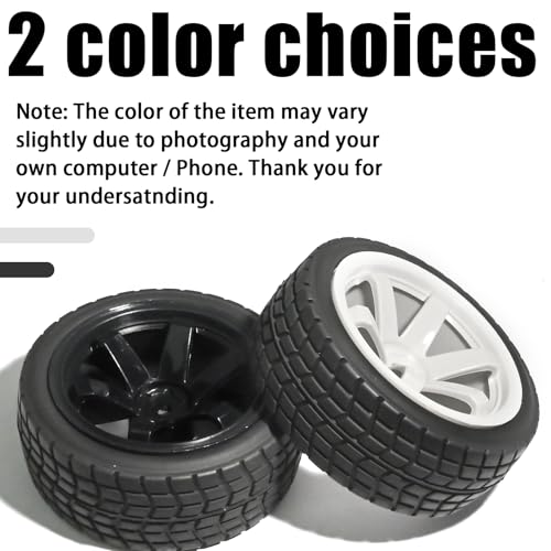 OD 2.65" On Road Rubber Tires Plastic Wheel Rims 12mm Hex for 1/10 RC Car | Compatible with MJX HSP Tamiya HPI Kyosho Traxxas Sakura Redcat WLtoys 1/10 RC On-Road Racing Touring Car (4pcs, White) - style: C-White