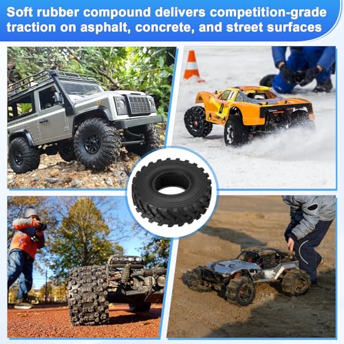 uxcell 2Pcs Simulation Soft Rubber Wheel Tires RC On-Road Car Tyres 2.2" Crawler Tires B4-Type with Sponge Inside for RC Off-Road Cars SCX10 TRX4, 128mm x 39mm