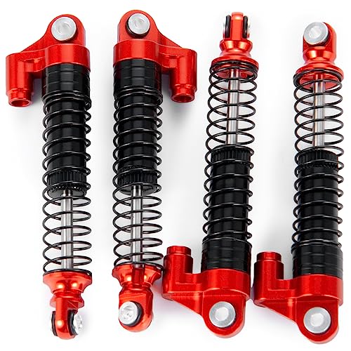 62mm Shocks kits 4pcs Adjustable Shock Absorber Damper for 1/18th TRX4-M TRX4M RC Crawler Car (Red) - color: Red