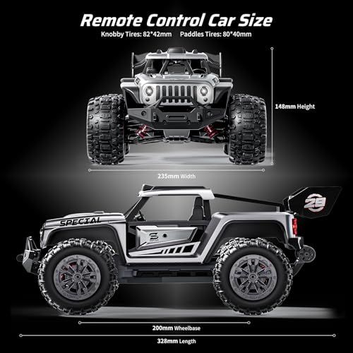 1/14 Remote Control Car, RTR Fast RC Crawler, 40+ MPH, 4WD All Terrain Monster Truck, Waterproof High Speed Racing Cars for Adults, Boys, Top Present for RC Car Lovers, Ages 8+