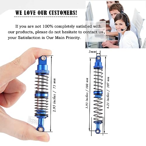 100mm Front Rear Shocks Absorber Damper Upgrades for 1/10 RC Hobby Cars,4PCS 7075 Aluminum Full Metal RC Shocks Absorber,Navy Blue - size: 100 MM (3.94 in)