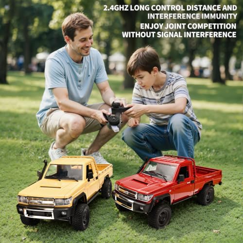 RZAPE RC Rock Crawler MN-82 1/12 RC Crawler Off-Road RC Truck 4x4 (Yellow | Diecast Car With 2.4GHz Remote Control 280 Brushed Motor All Terrain Truck RTR Proportional Throttle Steering - color: Yellow