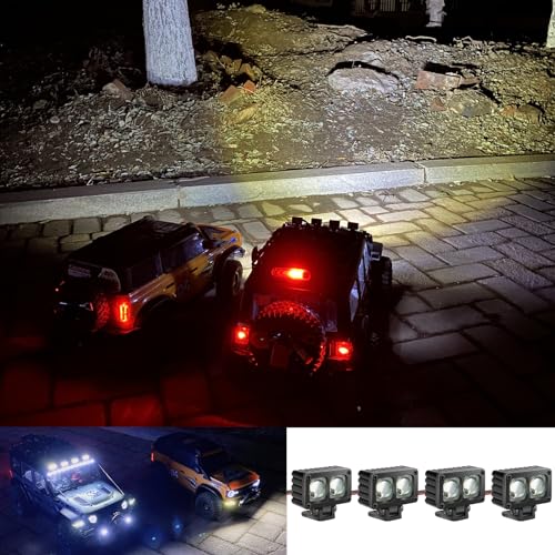 RC Light Bar RC Car LED Metal Housing Lens Spotlight RC Accessories for Axial SCX10 90046 Wraith Traxxas TRX4 TRX6 Redcat Gen8 1/10 1/8 RC Crawler (2pcs Lights)