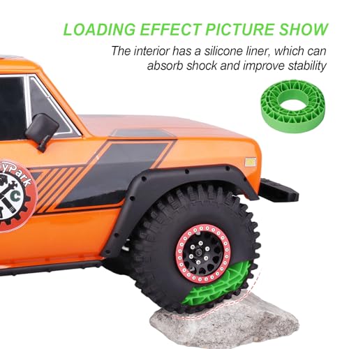 HobbyPark 1.9 Tires Silicone Inserts Foam fit 118-122mm for 1/10 Scale RC Crawler Trucks Wheel Tires, Super Soft, 4pcs (Green) - color: Green