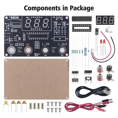DIY Digital Voltmeter & Ammeter Soldering Practice Kit | DC Voltage Current Meter with LED Display, Test Leads, Dual Power Electronics Kit STEM Learning Project for Teens Adults