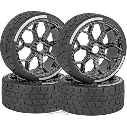 RC Wheels and Tires for 1/8 Typhon 6S BLX,1/7 Infraction 6S BLX,Limitless,RC Wheels and RC Tires Soft Tires Truck Tire Highway Tires,Black with Carbon - color: Black W/Carbon(4pcs)