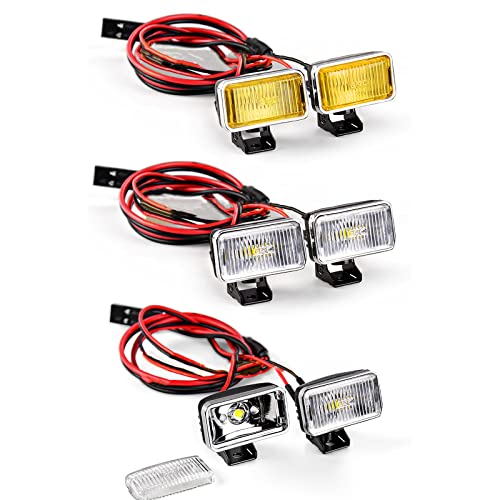 20MM Rectangular Spotlight Retro Simulation Electroplated Reflector Searchlight Headlight for 1:8 1:10 RC Car - color: Pro Transparent Lamp