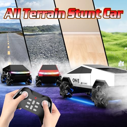 Gesture Sensing RC Stunt Car, RC Drift Car 360°Rotating Drifting RC Cars 1/28 4WD Drift RC Stunt Cars with Colorful Light 2.4GHz Remote Control Truck Gifts Toy for Kids Boys 8-12 - color: Silver