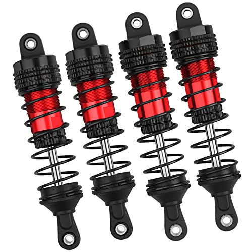 4PCS RC Oiled Shocks Absorber Set Fit for 1/12 1/14 1/16 RC Cars WLtoys 144001/124019/124018 MJX, SCY and HBX RC Buggy Off-Road Racing Upgraded Parts (Black Red) - color: Black red