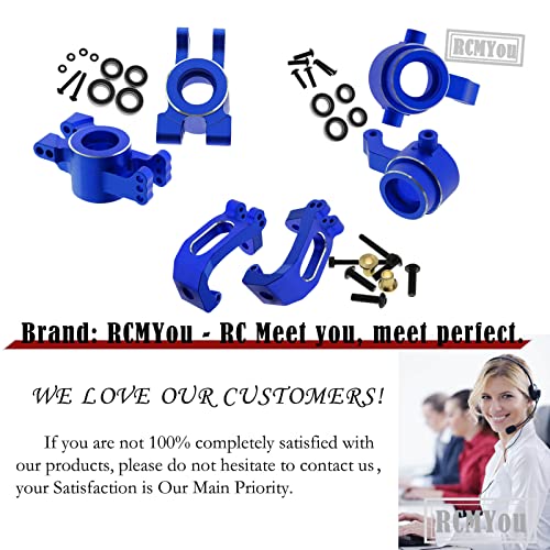 RC Alloy Caster Block & Steering Blocks & Rear Stub Axle Carriers Upgrades Part for 1/8 Sledge 4WD, Hops up for Sledge 4WD Monster Truck #95076-4,Replace #9537,#9532,#9552,Navy Blue - color: Navy Blue
