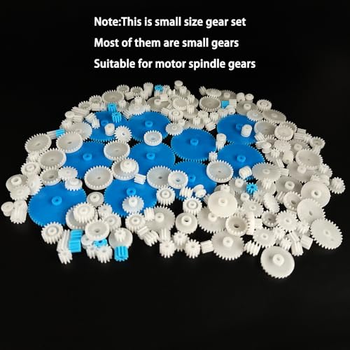 200PCS Module 0.5 Plastic Gear Single Gear Spindle Gear Small Motor Gears for DC Motor RC Car Robot DIY Model Toy Parts (White,Blue) - color: White,Blue