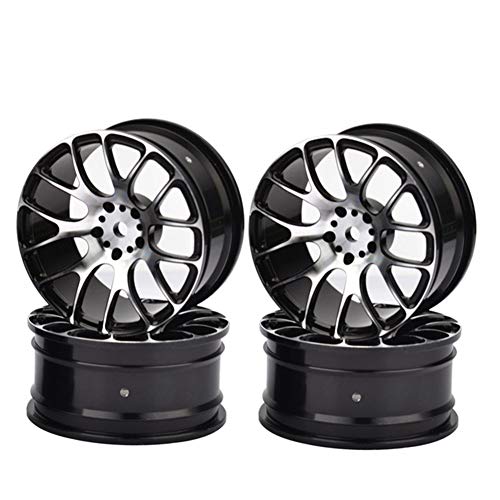 Aluminum Alloy Wheel Rims for 1:10 RC Drift On-Road Racing Car Touring Upgrade Parts (Black)