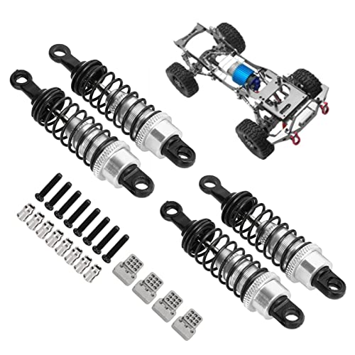 4Pcs RC Shock Absorbers, 64mm Aluminum Alloy Shock Absorber Oil Damper Adjustable Remote Control with Shock Mount Silver - size: Silver