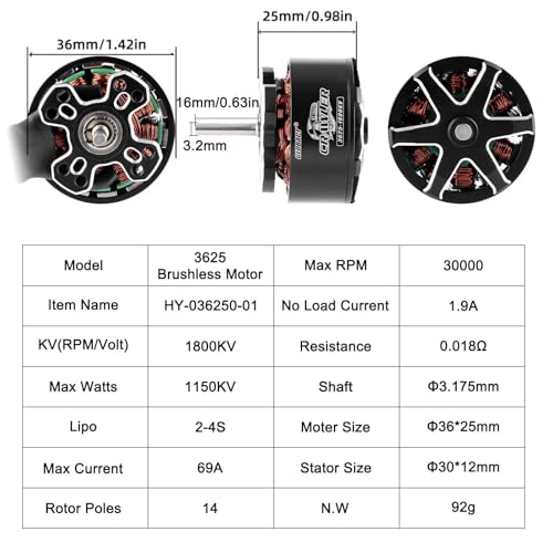GLOBACT 3625 1800KV Brushless Motor & 80A ESC for 1/10 TRX4 SCX10 | 1/10 Outrunner Motor, Built-in Bluetooth, 1/10 RC Crawler Motor - size: 1800KV
