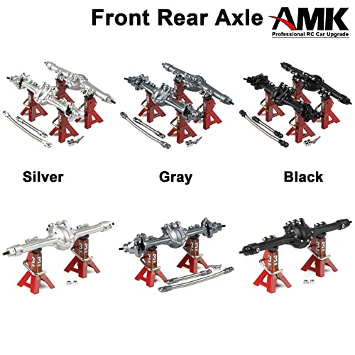 Aluminum Front & Rear Axles CNC Complete Axle Set for 1/10 RC Crawler Car Axial SCX10 II RGT 86100 Redcat GEN8 Element Enduro CC01 (Silver Front Rear Axle) - color: Silver Front Rear Axle