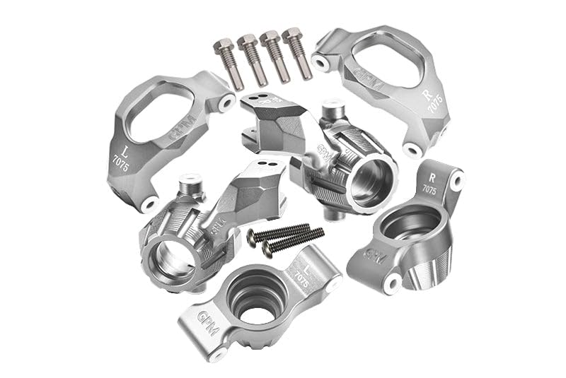 Aluminum 7075 Front C-Hubs & Front Steering Blocks & Rear Stub Axle Carriers Set for Traxxas 1:10 4WD MAXX 89076-4 / 4WD MAXX with WideMAXX 89086-4/1:8 4WD Maxx Slash 6S 102076-4 Upgrades - Silver
