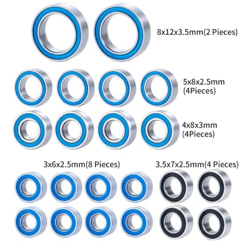 22PCS Steel Sealed Ball Bearing Set Compatible with 1/18 Scale -4M RC Crawler Car Wheel Hub Axle Transmission Upgrade