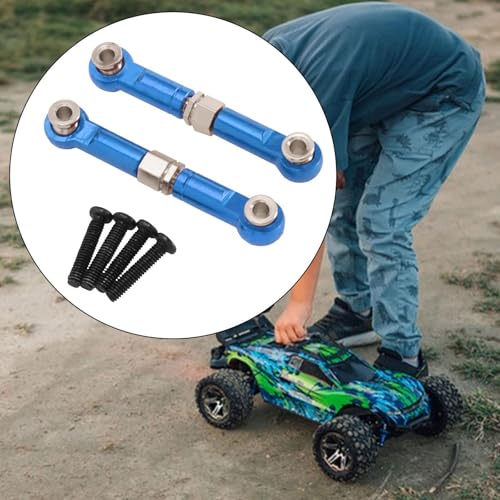 2X 1/14 RC Steering Linkage Aluminum Alloy Adjustable Tie Rods for 14211 Model RC Hobby Car Parts- Blue - color: Blue