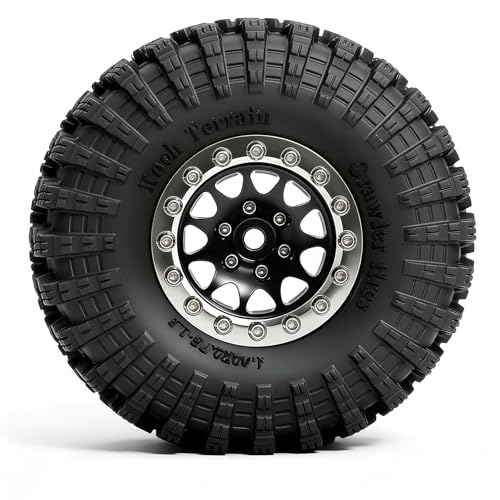 REDSPIDER•1.3 Beadlock Wheels and Crawler Mud Tires OD 2.75'' Aluminium Hub Hex Key 7mm (4PCS) for 1/18 1/24 TRX4M SCX24 AX24 FCX18 FCX24 RC Crawler Car (Black) - color: Black