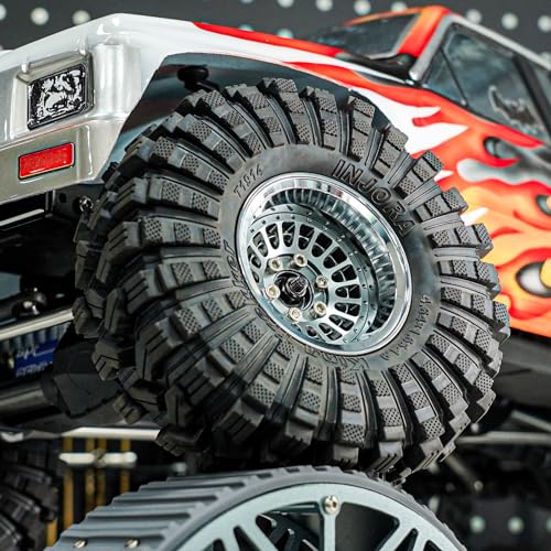 INJORA Turbine 1.9" Aluminum Wheel Offset -10mm for 1/10 RC Crawler (Grey) - color: Grey