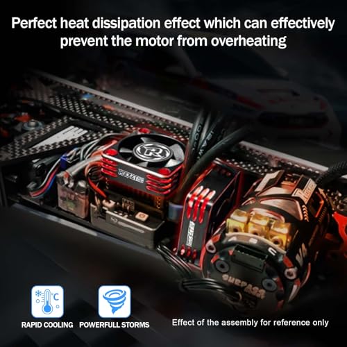 2Pack Rc Cooling Fan,1600RPM RC Motor Fan 40x40mm RC Fans for 1/8 1/10 Car Brushless Motor (Black Red) - style: 2Pack Black Red