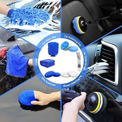 TTRCB 27Pcs Car Detailing Kit, Car Cleaning Kit, Car Detailing Brush Set, Drill Brush Set, Car Detailing Brushes, Car Wash Kit, Car Accessories, Car Cleaning Supplies for Interior, Exterior, Wheels - size: 27PCS-Blue