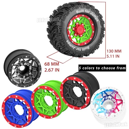 RC Truck Tires 12mm/14mm/17mm Hex RC Wheels and Tires for 1/10 Big Rock Granite Vortek/Stampede Rustler Hoss/L0s1 Rc 4wd,RC Monster Truck Car Wheel 4Pcs,Carbon Black - color: Carbon Black - (12mm/14mm/17mm Hex)