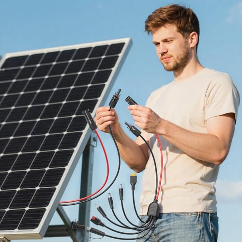 7-in-1 Solar Panel Adapter Connectors,3.6 Feet Universal 12AWG MC4 Cable to DC 8mm XT60 Anderson,Solar Charge Cable Kit Multiple DC Adapters for RC Battery Portable Power Stations, Solar Generators