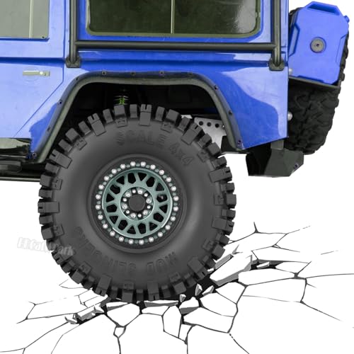Aluminum 2.2 Wheel Tires for 1/10 SCX10 SCX10 II SCX10 III SCX10 Pro TRX4 TRX6 Gen7/8 D90 VS4-10 MST CFX RC Crawler Car,2.2 Beadlock Wheel Off Road Buggy Rally RC Truck Tires,Titanium - color: Titanium - (4pcs Tires)