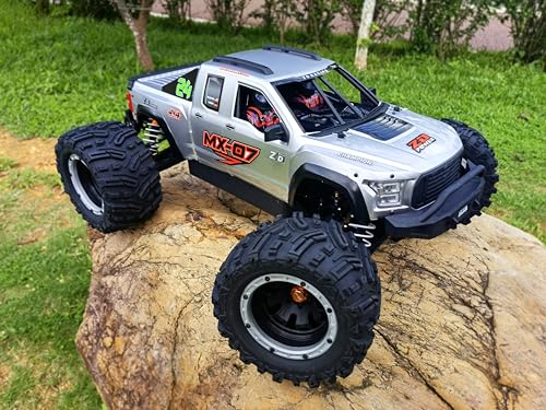 ARTR 1/7 Scale Brushless RC Monster Truck MX-07, 4WD All Terrain RC Offroad Vehicle, Rocket 4292 1450KV Motor & 150A 6S ESC, Full CNC Machined Aluminum Parts for Adult Hobbyists (Battery Excluded)