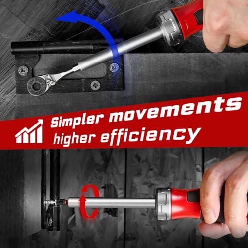 19 Pieces Ratcheting Screwdriver Set and Socket Wrench Set, Mini Rachet Wrench, Rachet Screwdriver Handle and Nut Driver with 12 Pcs Impact Screwdriver Bit, Hand Tools Set for Repair DIY - style: RM019-B-US