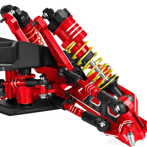 RC Aluminum Front Rear Big Bore RC Shock Absorber Upgrades Part for 1/10 Slash,Stampede,Rustler,Hoss 2WD 4X4 VXL,Alloy 4PCS RC Shocks w/Golden spring,Red - color: Red - (RC Shocks)