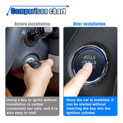 BDZMC Car Push Engine Start Button Kit | Upgrade Push to Start Ignition Kit, Smart Keyless Go System for Most DC12V Cars