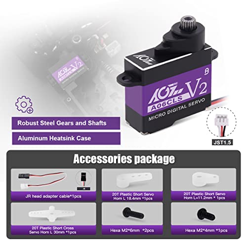 AGFRC 0.052Sec High-Speed RC Micro Servo for Mini-Z Cars (A06CLS V2) | 6g Ultra-Light, 3KG Torque, Purple, Programmable, Digital Coreless Motor, Full Metal Gear, Ideal for 1/24-1/28 RC Cars - style: A06CLS V2 Purple