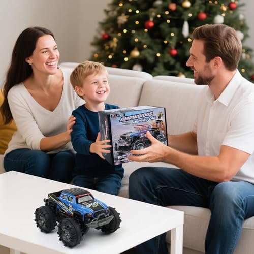 QXHOL 4WD Amphibious Waterproof Monster Truck Gesture RC Car Toy for Kids | Hand Controlled Remote Control , All-Terrain Off-Road Vehicle for Boys Ages 6-7 8 9 10 11 12 Year Old, Birthday Gift Present - color: Amphibious Truck Car