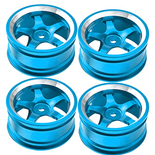 4Pcs Vgoohobby Metal Wheel Rims 12mm Hex Hub 5-Spoke Width 26mm Compatible with 1/10 Tamiya Kyosho HSP HPI Traxxas RedCat Sakura 1/10 On-Road Racing Touring RC Drift Car (Blue) - color: Blue