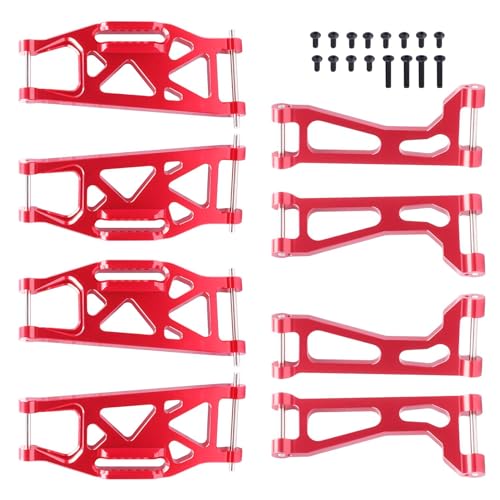 Aluminum A-Arms for Traxxas WideMaxx Suspension Arms Upgrades Set Front & Rear (8-Pack) (Red) - color: Red
