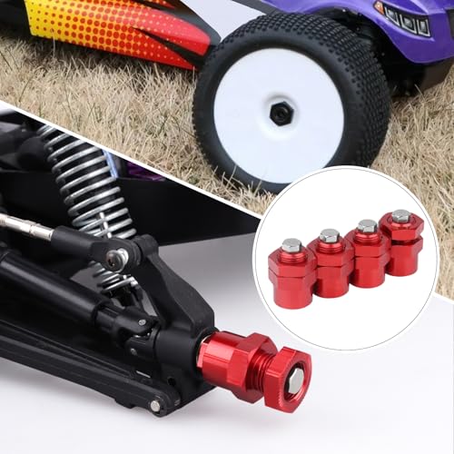 Hobbypark 12mm to 17mm Wheel Hex Hub Adapter Extension Conversion Offset for 1/10 RC Cars Trucks Off Road Buggy Upgrade 1/8 Tires (with Red Adapter) - color: With Red Adapter
