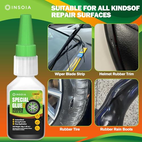 Black Rubber Glue, 20g Heavy Duty Rubber Adhesive for Tire, Tube, Shoes, Plastic, Metal & DIY Projects – Quick-Dry, Waterproof, Heat-Resistant Rubber Cement for Sidewalls, RC Tires & Auto Repair