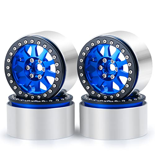 Benedict Harry 2.2" Aluminum Beadlock Wheel Rims for 1/10 RC Axial SCX10 Wraith 90048 90018 RR10 TRX4 Crawler car(Blue) - color: Blue