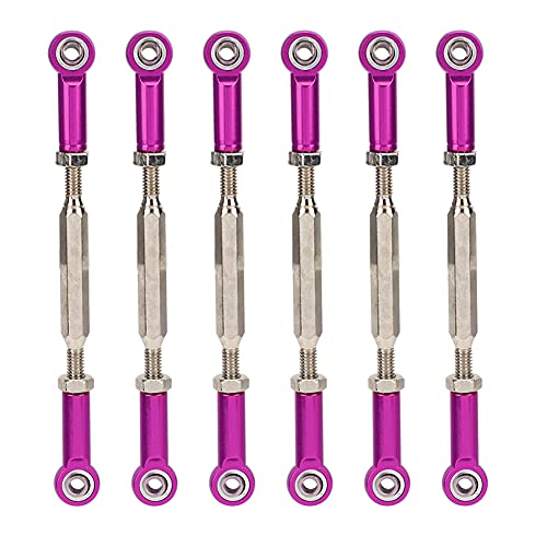 6Pcs 88mm Aluminum Alloy Adjustable Push Rods, Turnbuckle Rod Linkage for RC Car Upgrade Parts, Purple - color: Purple
