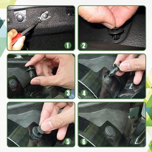 Car Retainer Clips Plastic Fasteners Kit, Car Retainer Clips, Push Bumper Fastener Rivet Clips with 6 Size Auto Body Retainer Clips Bumpers, Universal Plastic Panel Fender Clips (200pcs+Remover) - color: 200pcs+Remover