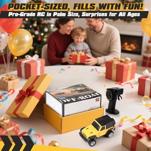 [2026 Upgrade 1/36 Mini RC Crawler, 4WD Micro Off Road Truck | Yellow Micro RC Crawler, 1/36 RC Crawler Mini RC Truck Toys for Ages 8-14, Birthday Gifts for Boys Girls, RTR 2.4GHz - color: Yellow