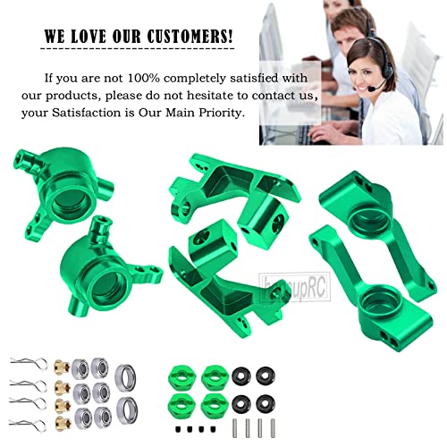 Alloy Steering Blocks Caster Blocks C-Hubs Stub Axle Carriers Upgrades Part for 1/10 Slash Rustler Stampede Hoss 4x4 VXL 4wd,Left & Right,w/Wheel Hex & Bearings Hops Up,Green - color: Blocks-Green