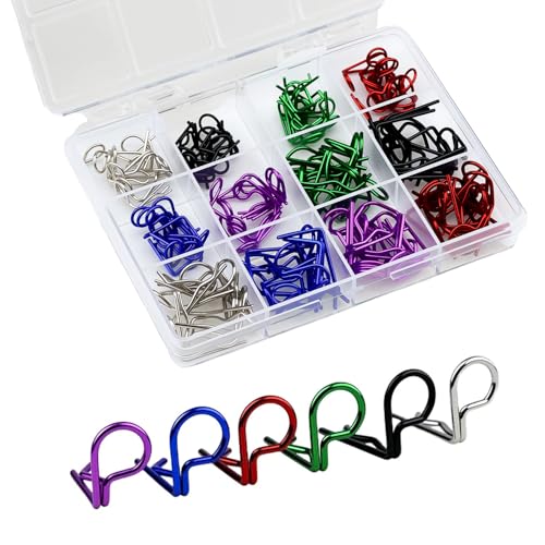 120pcs Colorful 90-Degree Angle RC Body Clips Bent Springy Pins(2 Sizes-Pack) for All 1/24 1/18 1/12 1/10 1/8 Scale Model Car Crawler Truck Buggy