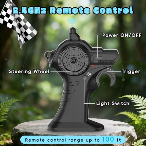 Dinosaur Remote Control Car, 2.4GHz Monster Truck Toys Rechargeable RC Cars 1:24 Scale RC Truck with LED Light Movable Mouth, Dinosaur Cars Toys for Kids Boys 6-8 8-12 Birthday Gift, Blue - color: Blue