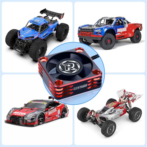 Surpass Hobby RC Cooling Fans 30mm 28000 High RPM RC Motor Fan Only Replacement Fans (Without Motor Heatsink) for 1/8 1/10 1/12 RC Car Truck Buggy Truggy(Black Red) - style: 30mm Black Red