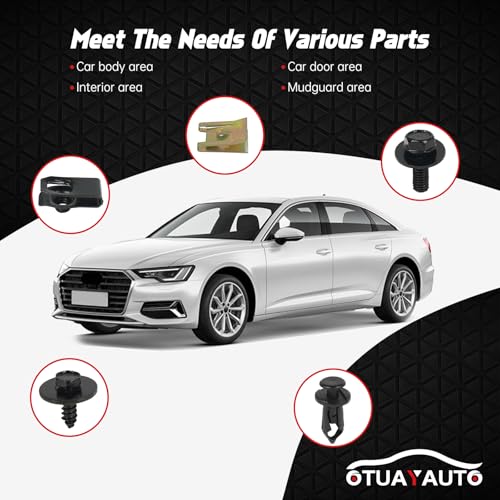 OTUAYAUTO 150PCS Car Screws and Bolts - Undertray Screws, Fender Screws,Car Clips Plastic Rivet Fasteners, Universal U-Nuts Kit Engine Under Cover Splash Shield Guard Body Bolts - size: 150Pcs 5 Sizes Clips