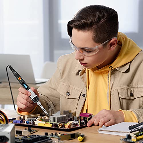 Soldering Iron Kit, 80W LCD Digital Soldering Gun with Adjustable Temperature Controlled, ON-Off Switch, 5pcs Soldering Tips, Solder Wire Tube, Desoldering Pump, 14pcs Welding Tool
